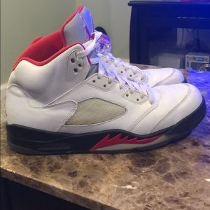 Fire red 5s Gray tongue. Authentic